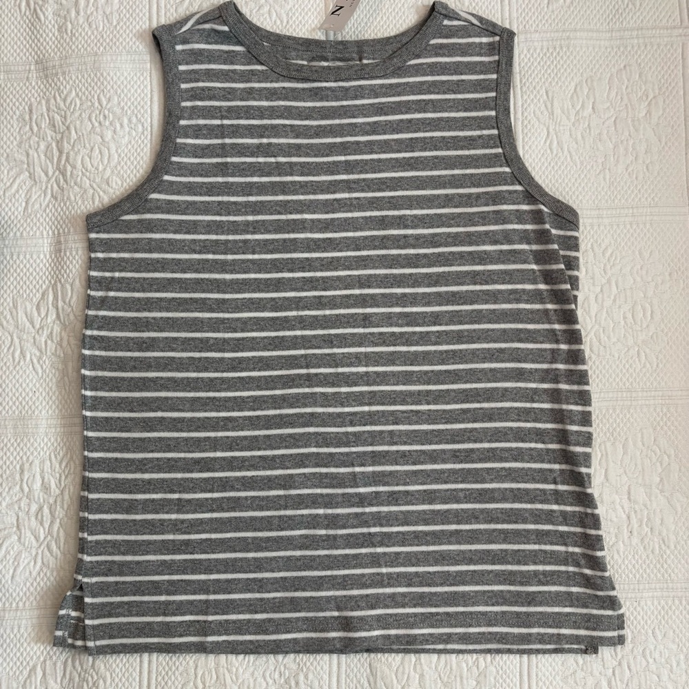 NWT New York Laundry Gray and White Striped Top